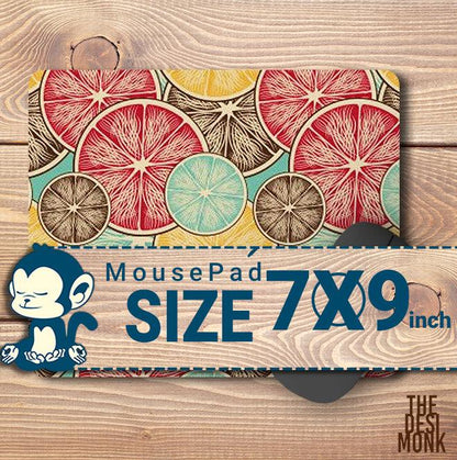 Lemon Slice Mouse Pad for Gamers | Tropical Fruit Anti Skid Technology Mouse Pad for Computers| PAD-152 - The Desi Monk