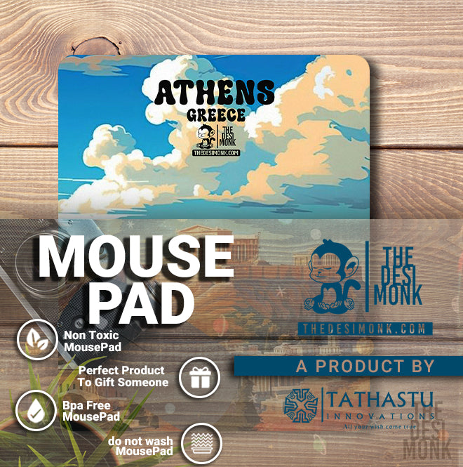 Athens Greece Anti Skid Technology Mouse Pad for Computers and gamers