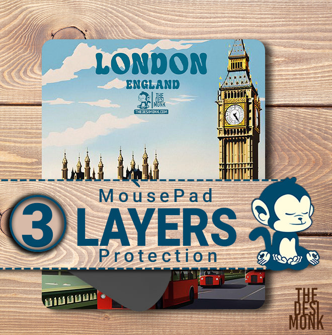 London England Anti Skid Technology Mouse Pad for Computers and gamers